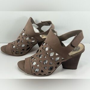 Vince Camuto VC Deverly Micro-Suede Leather Open Toe High-Heel Sandals - 8.5M